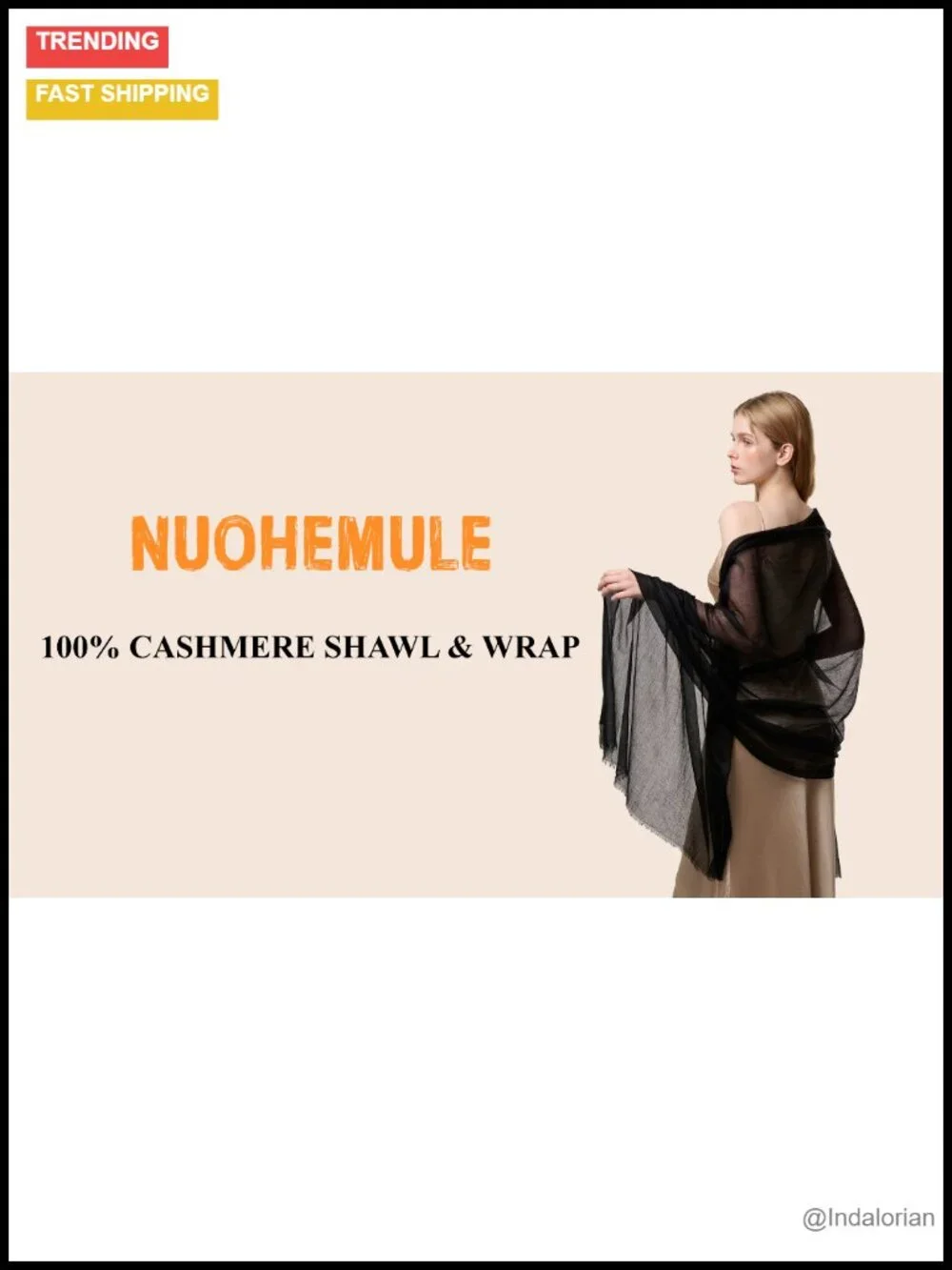 Luxury 100% Cashmere Shawl Wrap, Oversized Sheer Scarf for All Seasons